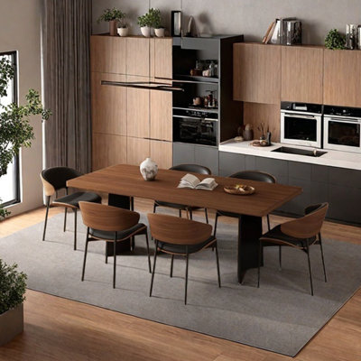 Walnut wood grain pendant craft dining table set