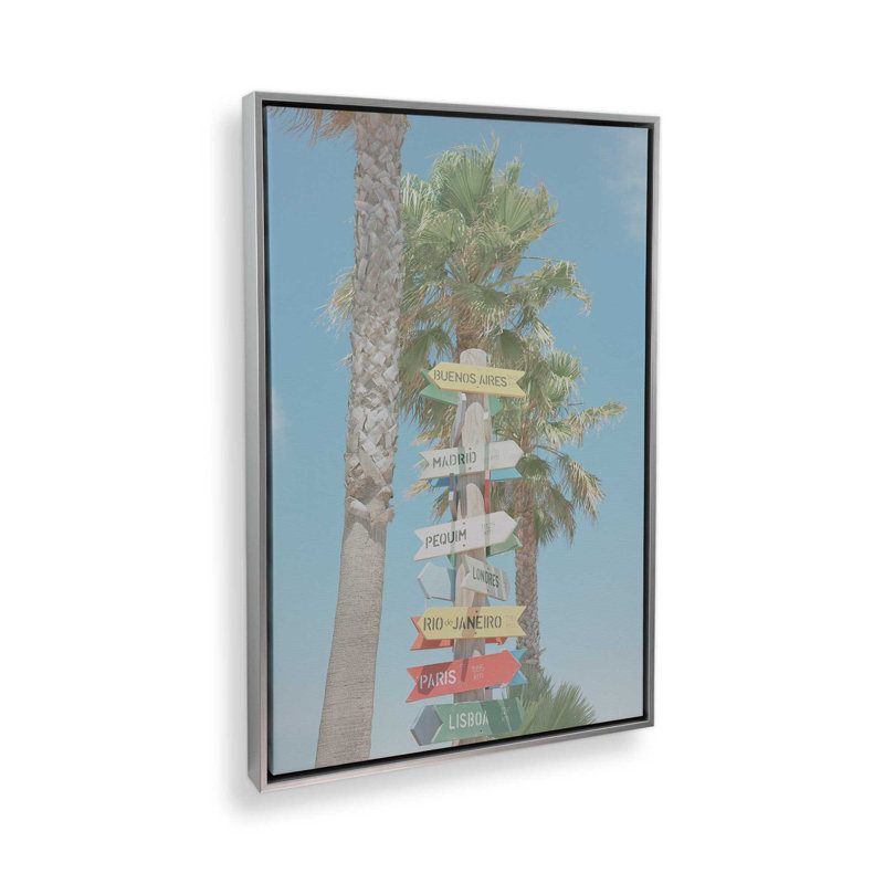 Direction To Daydreams On Canvas, Polished Chrome Floater Framed, 32.75" H x 48.75" W