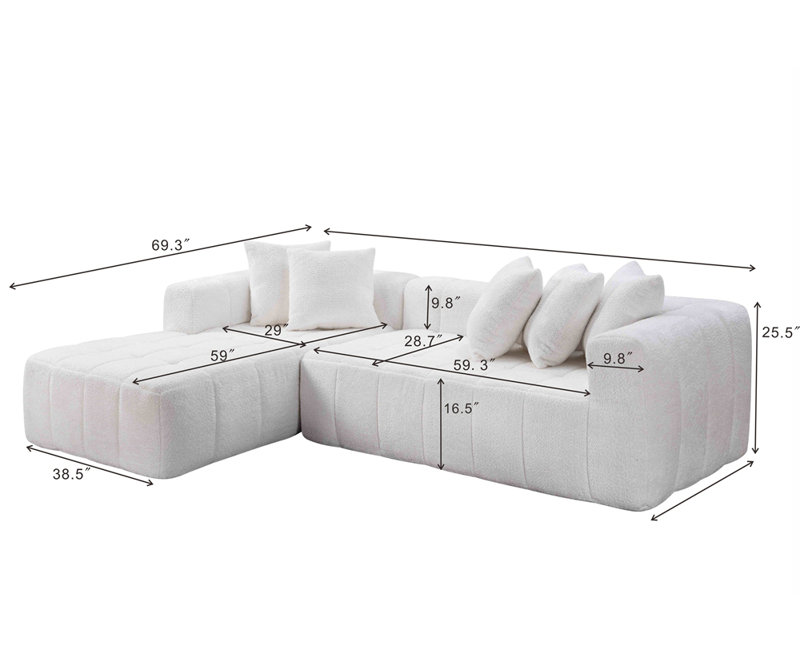 Canapé modulaire 107,9 po Cloud, Blanc, Face à la gauche