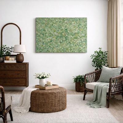 Abstract Green Impressionist Pattern Artwork, Fresh Living Room Pictures, Framed Canvas Giclee Print Wall Art
