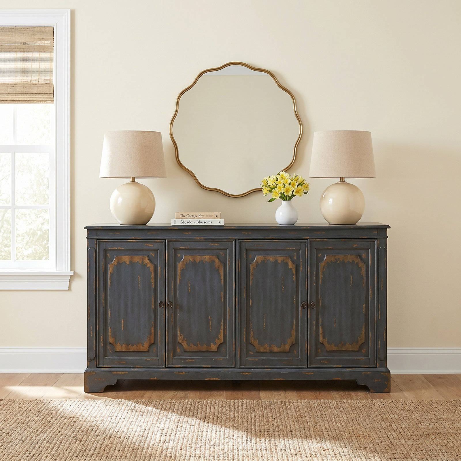 Dalgard TV Stand, Blue, 32"H x 65"W x 16"D