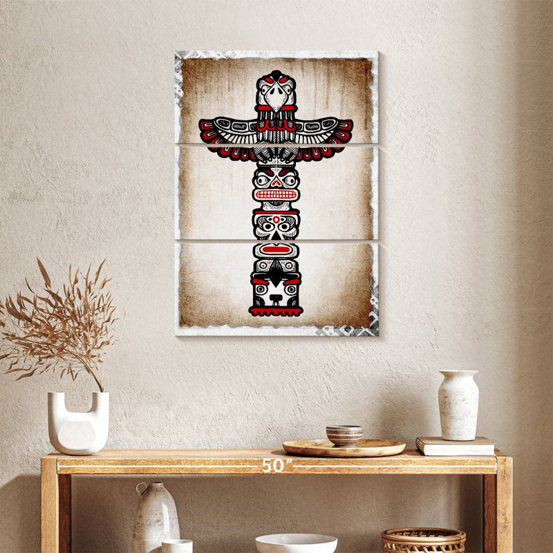 «Native American Native American Totem», ensemble de 3 pièces sur toile par NativeHeritageArt, H 38 po x l 24 po x P 1,25 po
