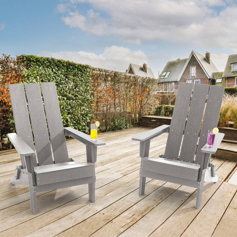 Chaise Adirondack pliante en plastique / résine, Gris clair