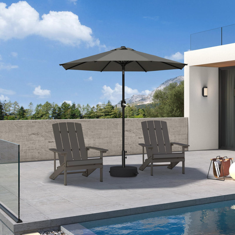 Parasol de piscine avec base UV 9 'pour l'extérieur, beige, 89" H x 90" W x 90" D, Grey