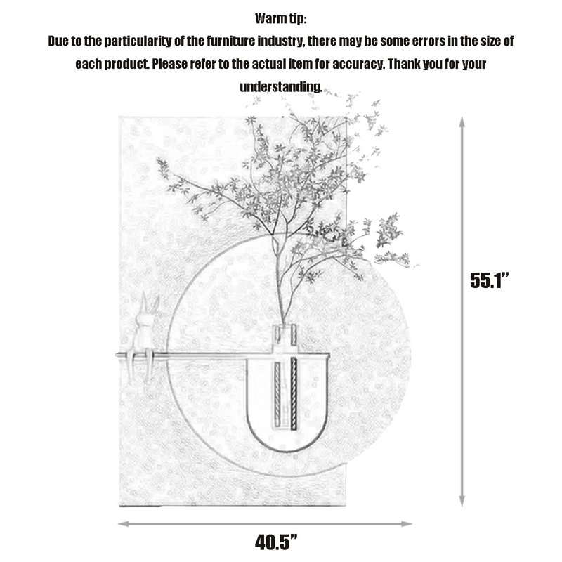 Vase moderne avec plante grès, 55,12 po H x 40,55 po x P 1,38 po, Blanc/vert
