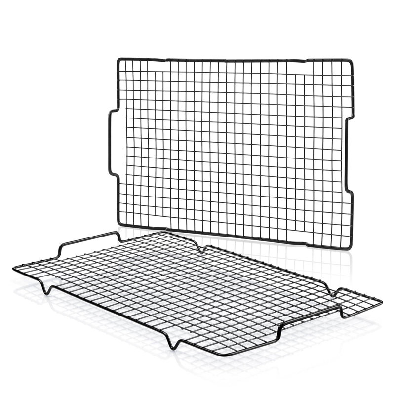 Ensemble de 2 paniers de refroidissement - 16 po x 10 po, un plat de cuisson antiadhésif avec poignée convient à une demi-plaque de cuisson, des grilles de refroidissement pour les biscuits pour la cuisson et la cuisson, des grilles de fumage pour griller, allant au four