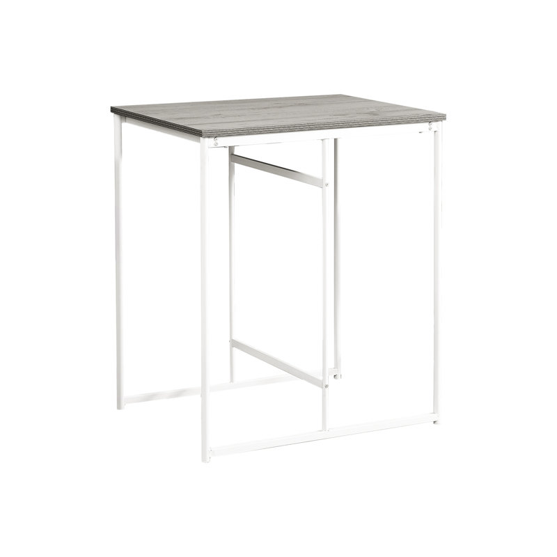 Table rectangulaire contemporaine 32 po, hauteur comptoir, stratifié gris, assemblage de pieds en métal blanc, étable de cuisine en métal,
