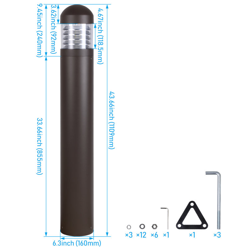 Borne d'éclairage de paysage commerciale à DEL, 3CCT, Borne d'éclairage intégrée en métal à DEL