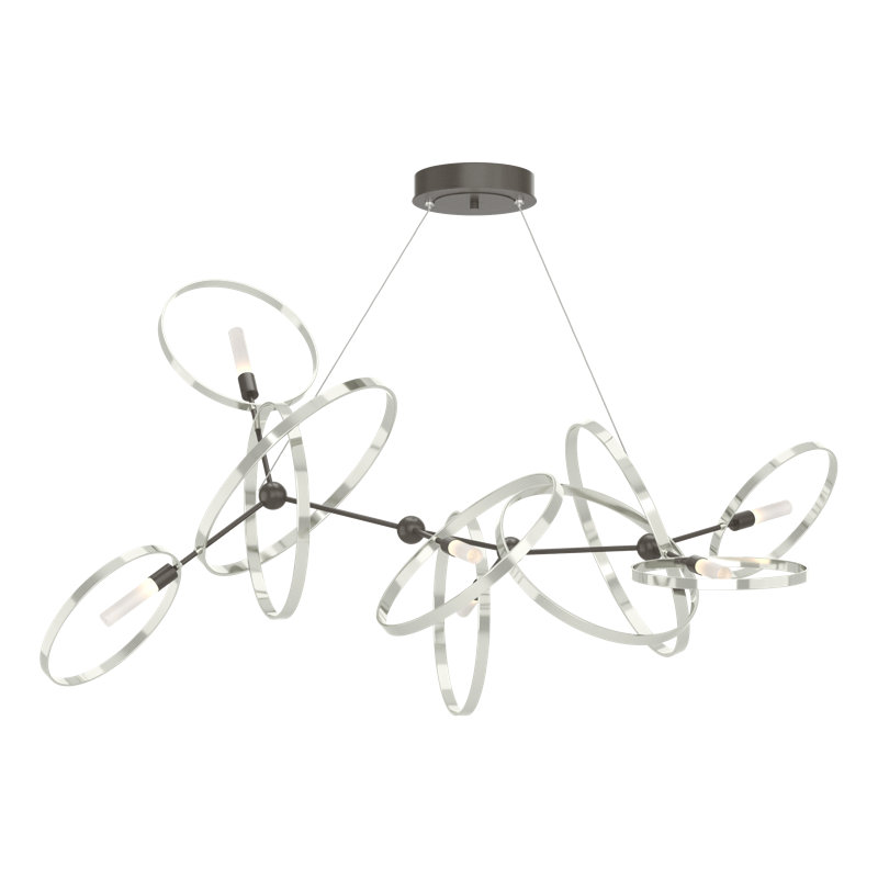Celesse 6 - Light Unique Geometric Chandelier, Dark Smoke, Sterling