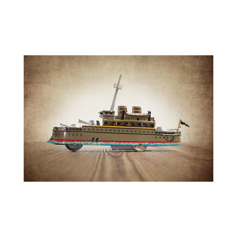 Green Tin Ship - Print on Canvas, 30.48 cm H x 45.72 cm W, Wrapped Canvas