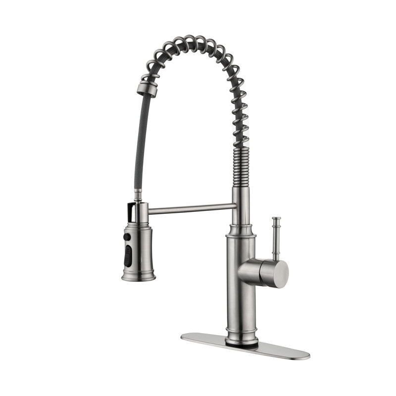 Single Handle Single Lever Pull Down  Kitchen Sink Faucet, Brushed Nickel