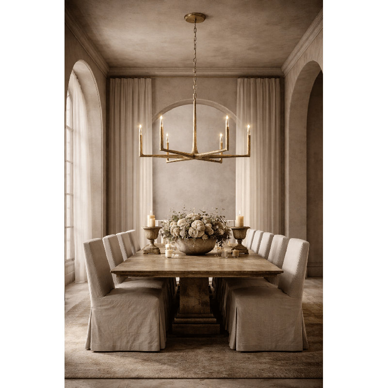 Birch 48" Round Brass Candle Chandelier, 23" H x 48" W x 48" D