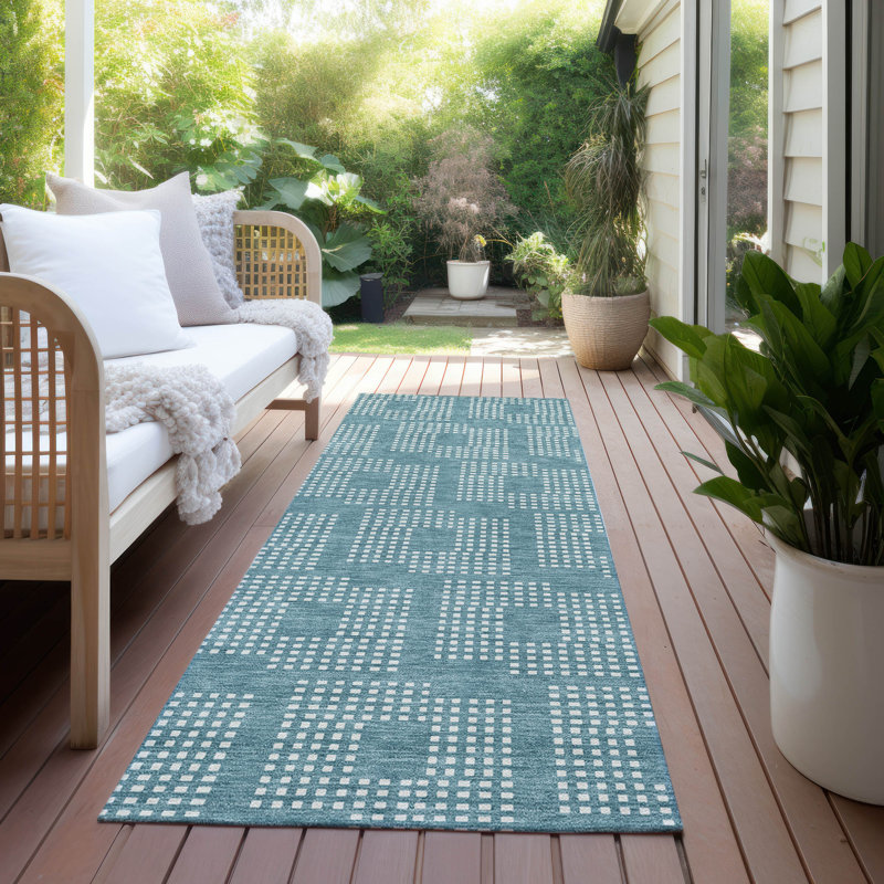 Malek Indoor/Outdoor Area Rug with Non-Slip Backing, Runner 2'3" x 7'6"