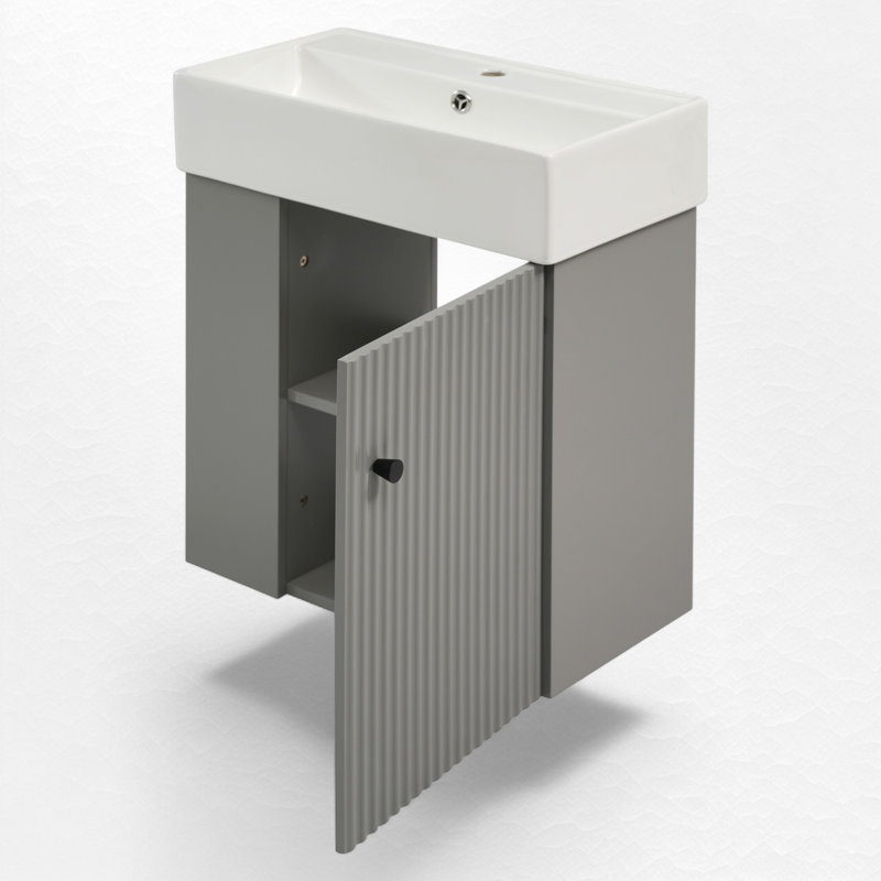 Ensemble de meuble-lavabo simple 21,6 po avec dessus en céramique Lorimar, Noir, Gris
