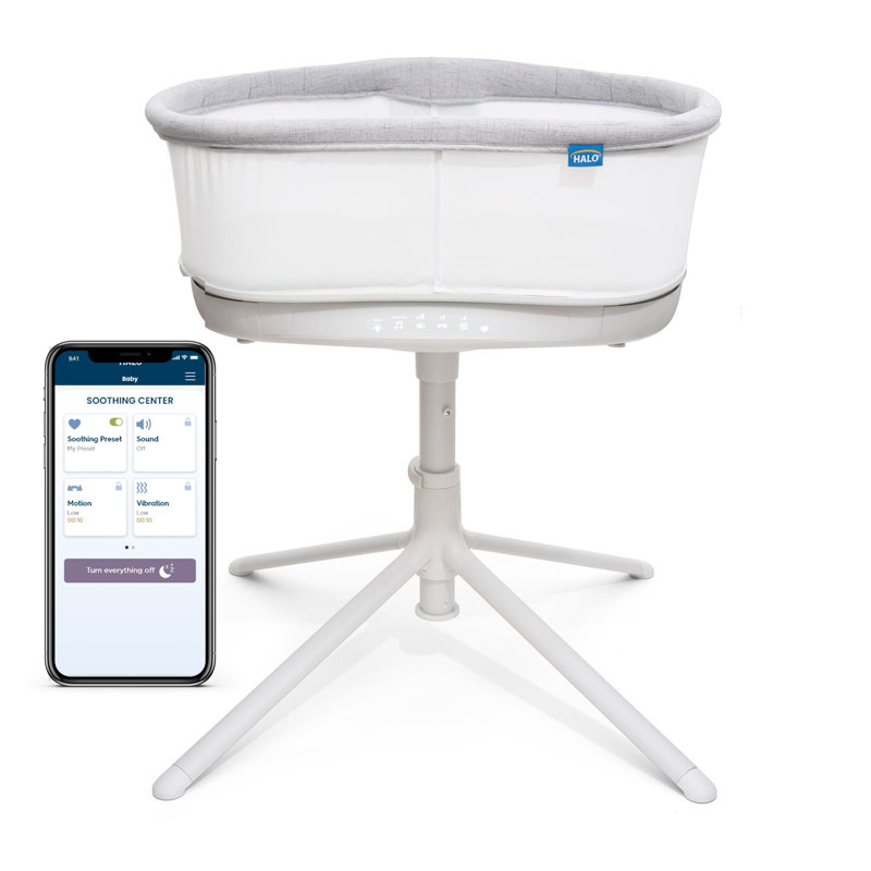 BassiNest 3.0 Connected AutoSoothe Swivel Sleeper - Lowering Wall - Swivels Over the Bed - App Controlled