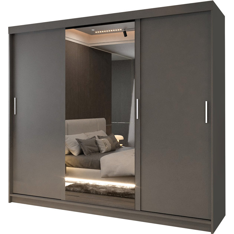 Chuipek 3 Door Manufactured Wood Wardrobe, Grey