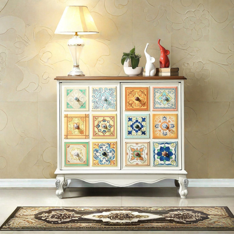 Armoire d'art peinte à la main avec grand rangement