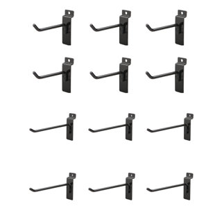 4 in. x 6 in. Black Metal Slat Wall Hooks (Set of 12)
