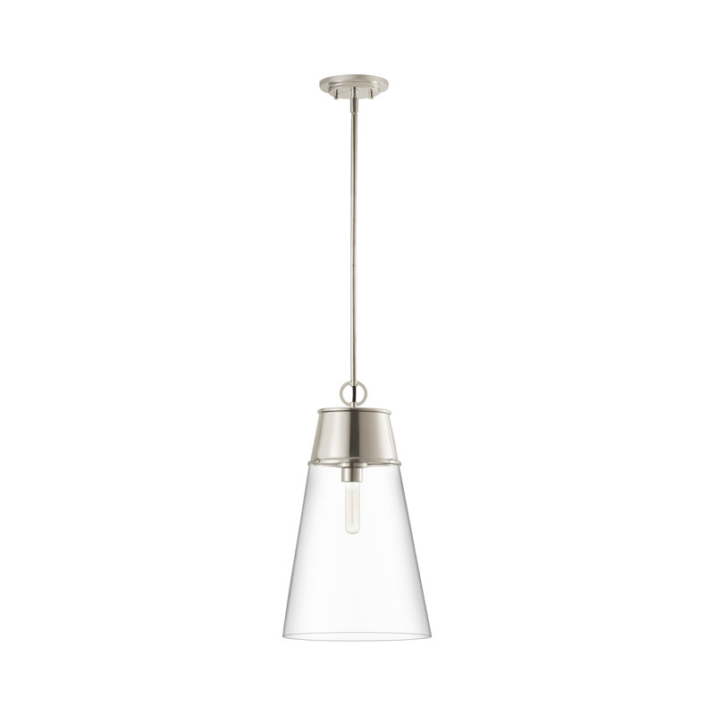 Bertina 1 - Light Single Pendant, Polished Nickel, 102.5" H x 11.5" W x 11.5" D