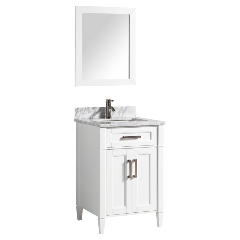 Ensemble de meuble-lavabo simple 24 po avec miroir Lachine, Blanc