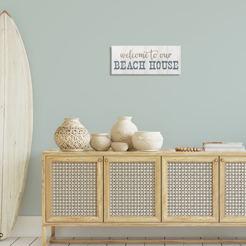 «Welcome Beach House», art mural sur toile par Marla Rae, H 10 po x l 24 po