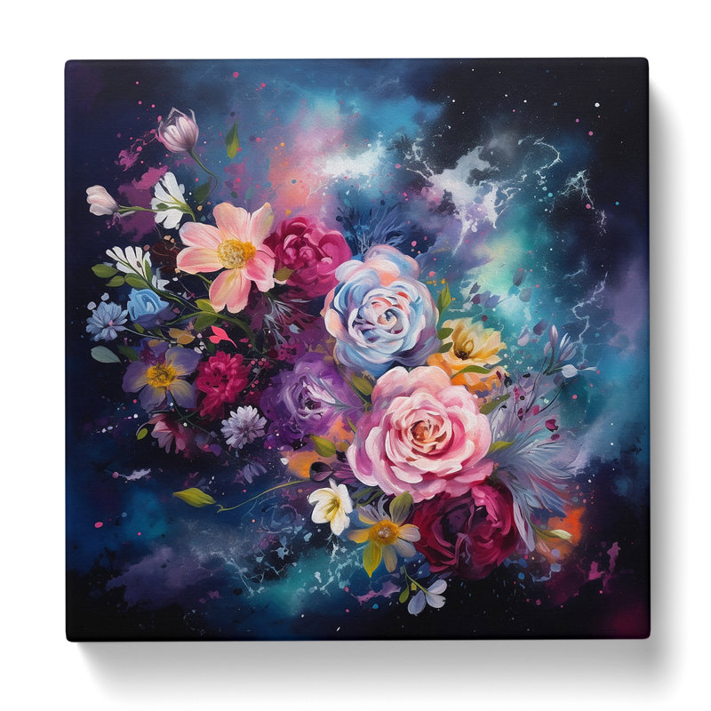 Galaxy Floral Art No.5 - Wrapped Canvas, 35cm H x 35cm W x 3cm D