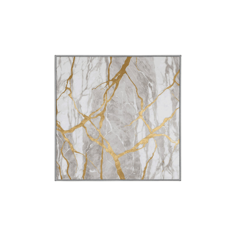 Machine Washable Gray Area Rug, Square 7'