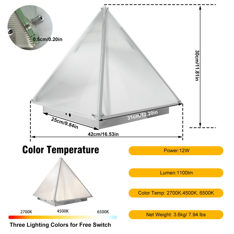 Triangular Pyramid Table Lamp Stainless Steel Base Desk Lamp