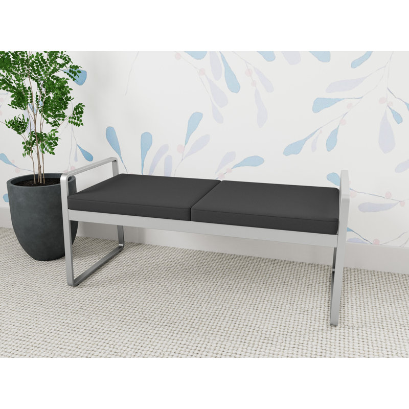 Banc en métal Gansett, Argent, Graphite Visite Libre - Tissu uni