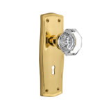 Clear Crystal Waldorf Interior Mortise Door Knob with Prairie Long Plate