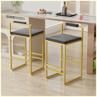 Modern Set of 2 Upholstered Bar Stools for Kitchen