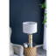 Lampe de table cylindrique dorée et blanche D15x25,5 "avec abat-jour tambour (assemblage de l'abat-jour requis)