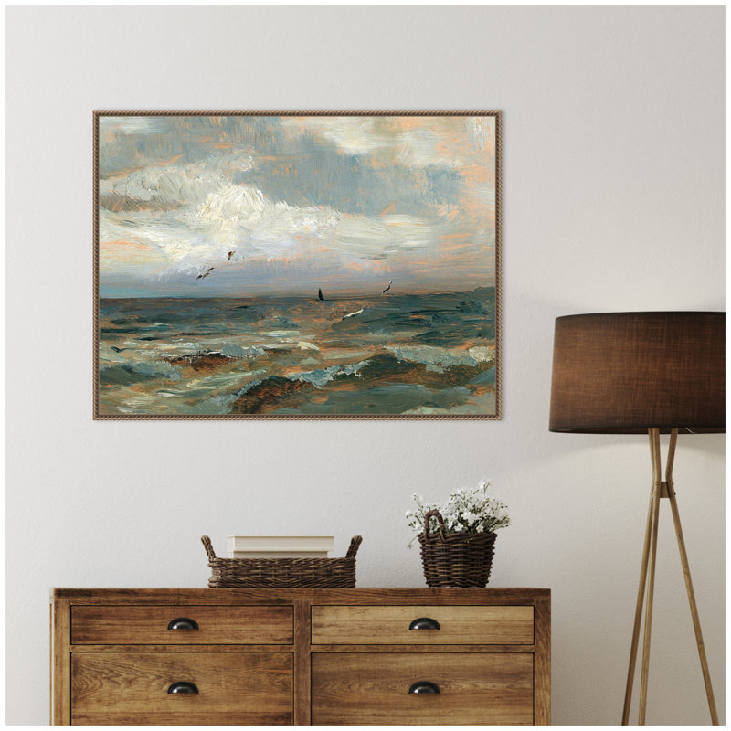 «The North Sea» par Olga Wisinger Florian par Nostalgia Prints, reproduction d'art sur toile encadrée, Or foncé perlé Sylvie