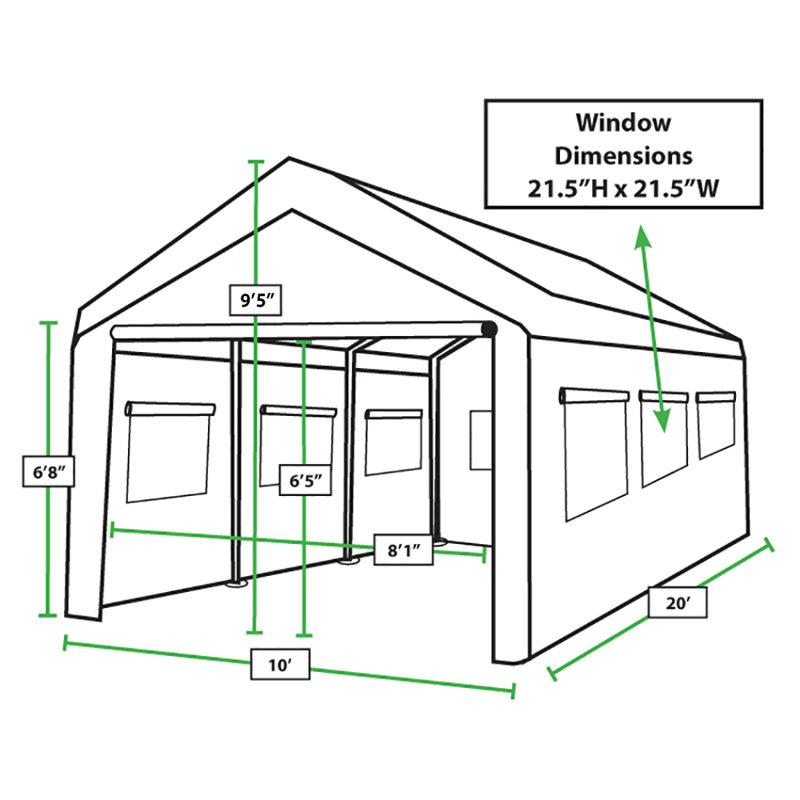 King Canopy 10ft x 20ft White Steel Frame Enclosed Carport
