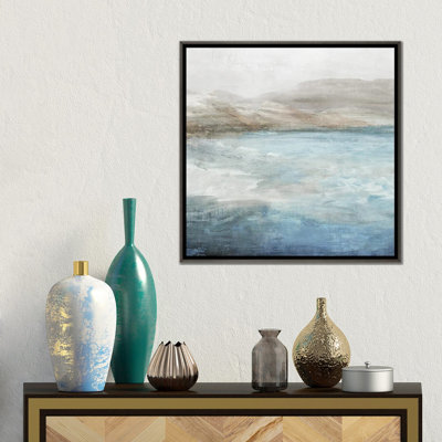 Tranquil Waters Under Misty Skies - Wall Art Print - Framed Canvas