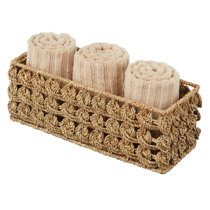 mDesign Rustic Farmhouse Rice Weave Hyacinth Toilet Paper Holder