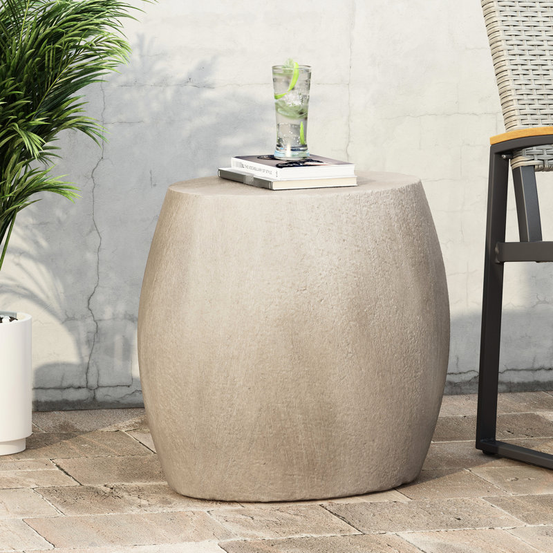 Table d'extérieur en béton léger - Conception ovale minimaliste pour la cour arrière, grise, l 25,24 po x P 17,66 po, H 19,87 po, prêt à déguster, sans assemblage requis