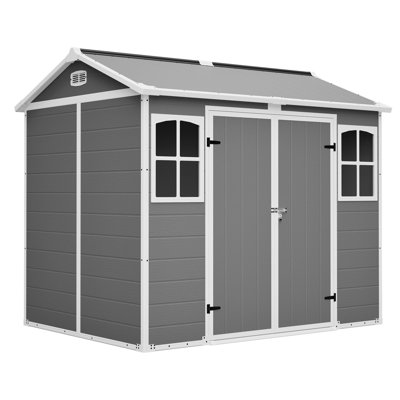 8x6 Ft Gray Plastic Garden Storage Shed, Lockable For Lawn Mowers And Bicycles, All - Weather Outdoor Shelter With Ventilation Drainage, Diy Installation Mowers, Bicycles & Equipment, Waterproof Rust