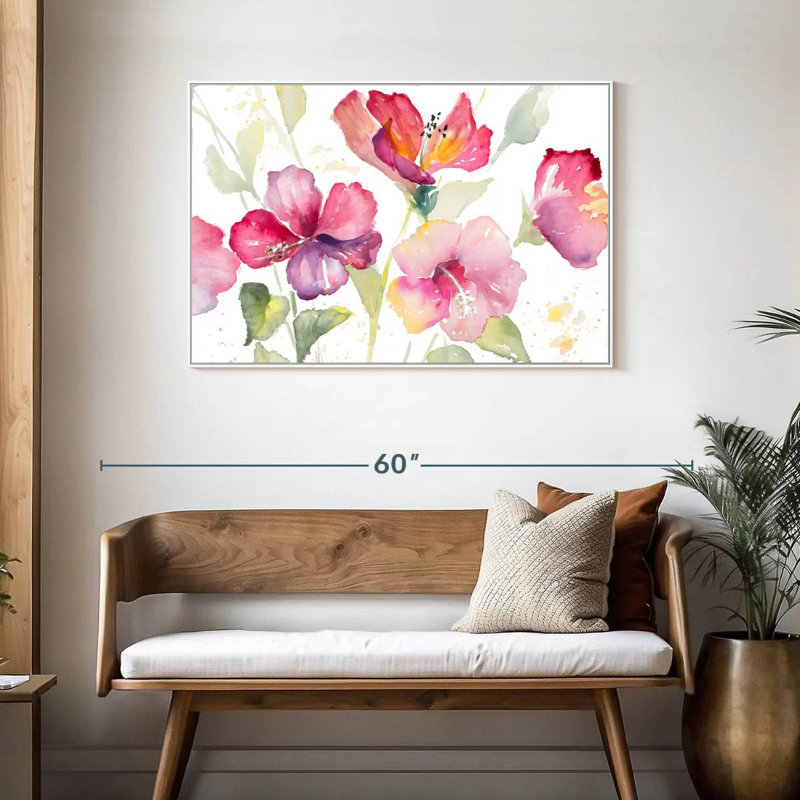 Hibiscus céleste, 43 po x 29 po, Cadre flottant blanc