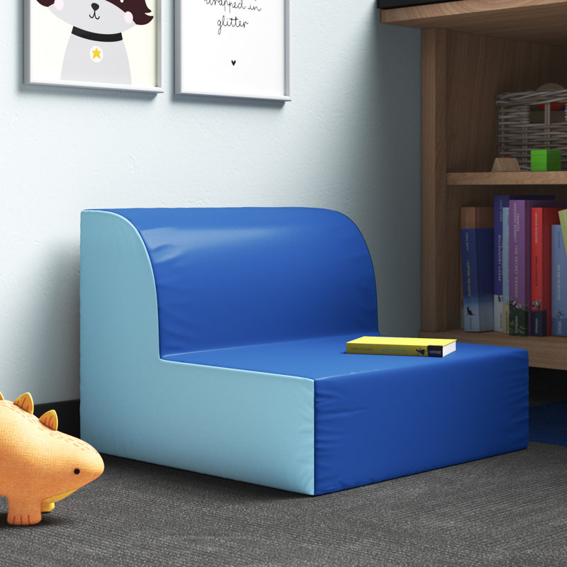 L-Shaped Kids Soft Seating Lounger, Blue