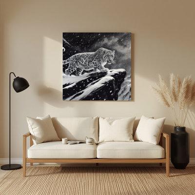 Wildlife Snow Leopard Gray Metal Wall Art