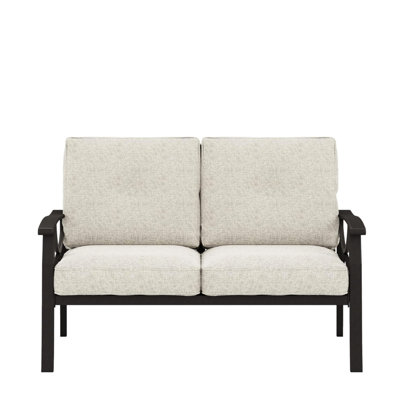 48 po d'extérieur 48 po en métal de couleur kaki avec coussins beiges, housses hydrofuges pour les jardins tout temps, des coussins ergonomiques