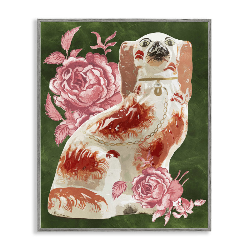 «Classic Antique Dog with Flower», estampe numérique, design par Lil 'Rue, H 14 po x l 11 po, Estampe numérique Farmhouse