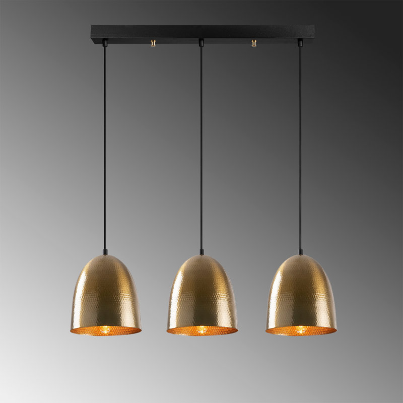 Lustre moderne moderne, hauteur réglable 49,2 po x 7,9 po x 4,0 po, structure en métal, 3 douilles E27 (40 W maximum) | Design scandinave élégant, parfait pour le salon et la salle à manger | Luminaire glamour pour la maison