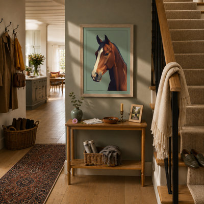 Bay Horse Portrait Modern - Framed Print