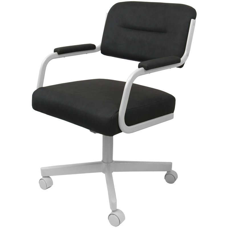 Chaises de bureau Holle, Vinyle gris, Blanc