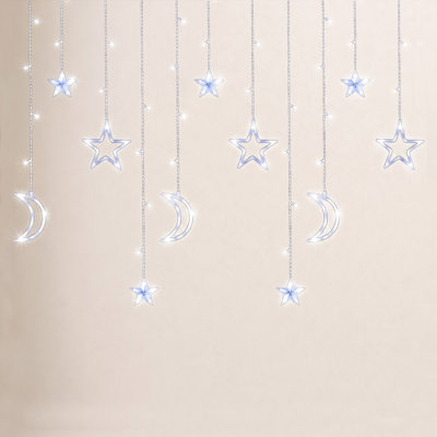 Moon and Star Window LED Icicle Lights