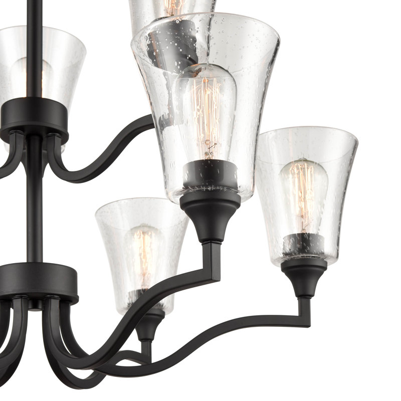 Lustre traditionnel à 9 lumières Fortenberry, Noir mat