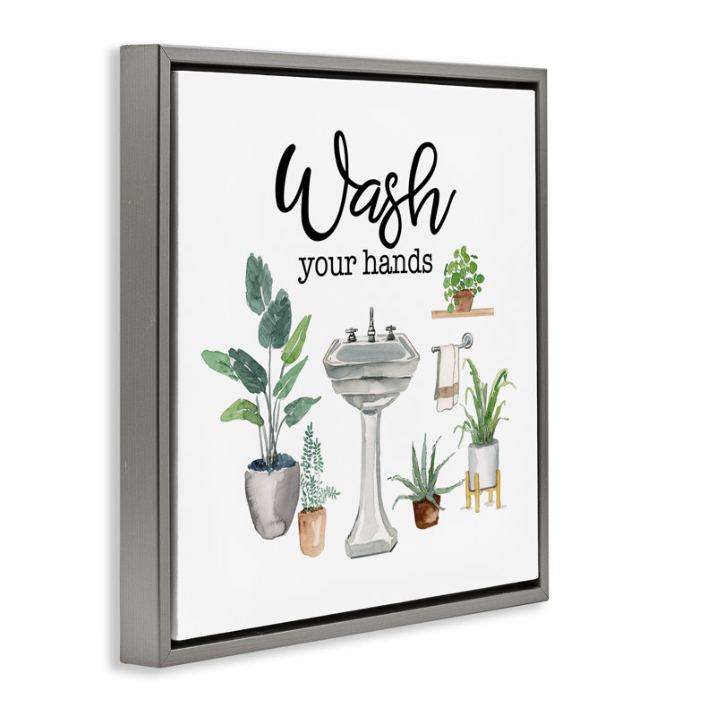 «Hygiène phrase with Plants», art mural encadré sur toile flottante par Masey St. Studios, H 25 po x l 25 po