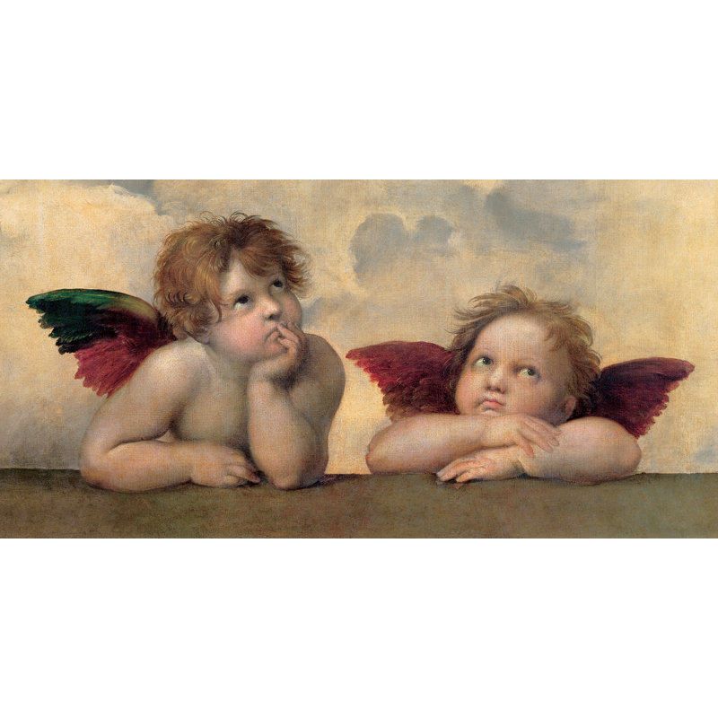 Raphael's Angels, The Sistine Cherubs by Raffaello - No Frame Print on Canvas, 50cm H x 100cm W x 4cm D